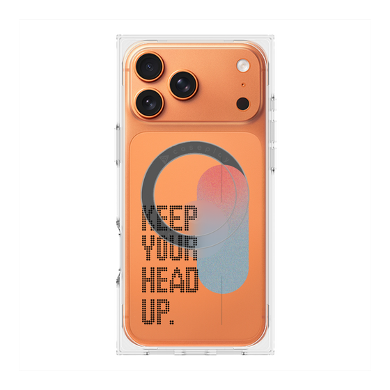 プレミアムスクエアケース with MagSafe［ オリジナル - ドットオーバーレイ - KEEP YOUR HEAD UP/A ］