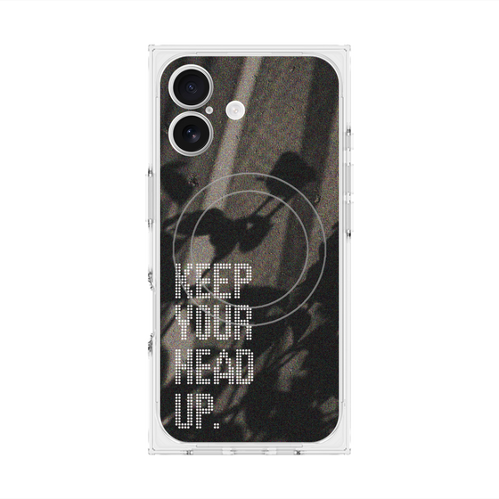 プレミアムスクエアケース with MagSafe［ オリジナル - ドットオーバーレイ - KEEP YOUR HEAD UP/B ］