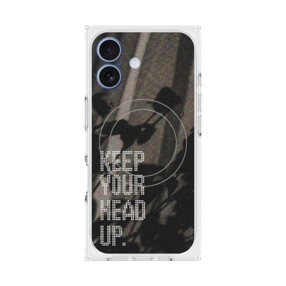 プレミアムスクエアケース with MagSafe［ オリジナル - ドットオーバーレイ - KEEP YOUR HEAD UP/B ］