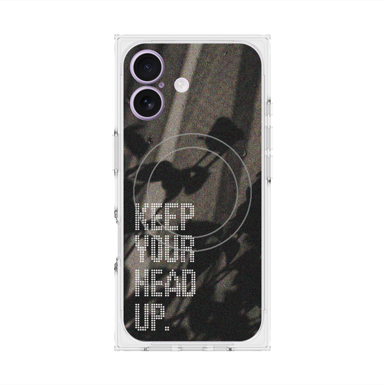 プレミアムスクエアケース with MagSafe［ オリジナル - ドットオーバーレイ - KEEP YOUR HEAD UP/B ］