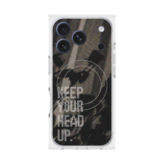 プレミアムスクエアケース with MagSafe［ オリジナル - ドットオーバーレイ - KEEP YOUR HEAD UP/B ］