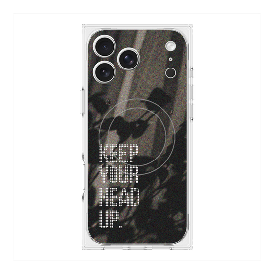 プレミアムスクエアケース with MagSafe［ オリジナル - ドットオーバーレイ - KEEP YOUR HEAD UP/B ］