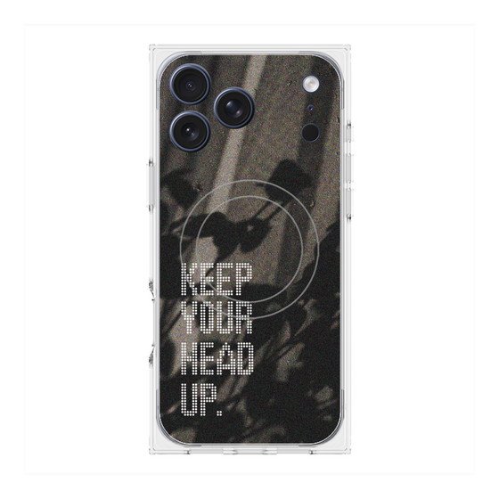 プレミアムスクエアケース with MagSafe［ オリジナル - ドットオーバーレイ - KEEP YOUR HEAD UP/B ］