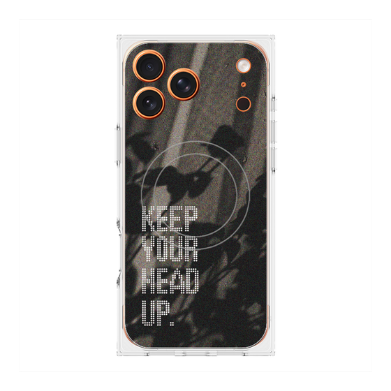 プレミアムスクエアケース with MagSafe［ オリジナル - ドットオーバーレイ - KEEP YOUR HEAD UP/B ］
