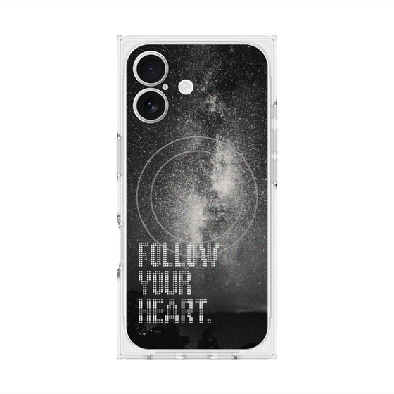 プレミアムスクエアケース with MagSafe［ オリジナル - ドットオーバーレイ - FOLLOW YOUR HEART/C ］
