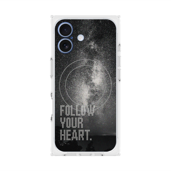 プレミアムスクエアケース with MagSafe［ オリジナル - ドットオーバーレイ - FOLLOW YOUR HEART/C ］