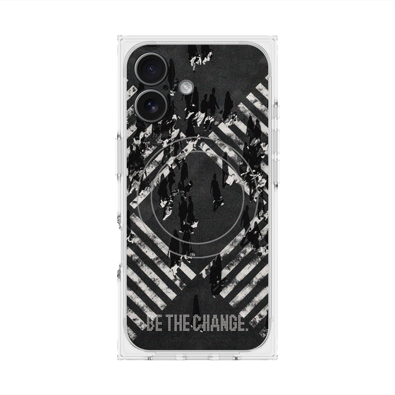 プレミアムスクエアケース with MagSafe［ オリジナル - ドットオーバーレイ - BE THE CHANGE/B ］
