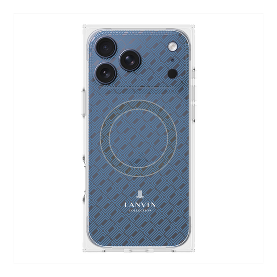 プレミアムスクエアケース with MagSafe［ LANVIN COLLECTION - ロゴパターン - ブルー ］