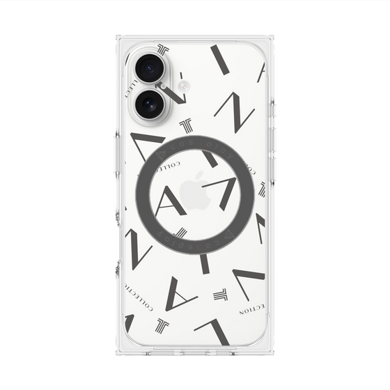 プレミアムスクエアケース with MagSafe［ LANVIN COLLECTION - タイポグラフィ - グレー ］