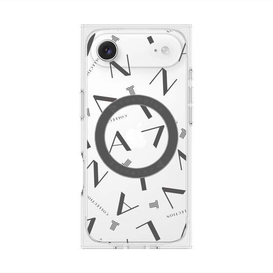 プレミアムスクエアケース with MagSafe［ LANVIN COLLECTION - タイポグラフィ - グレー ］