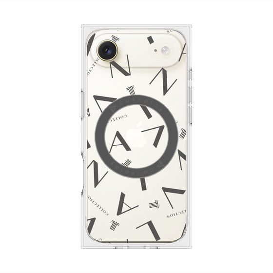 プレミアムスクエアケース with MagSafe［ LANVIN COLLECTION - タイポグラフィ - グレー ］