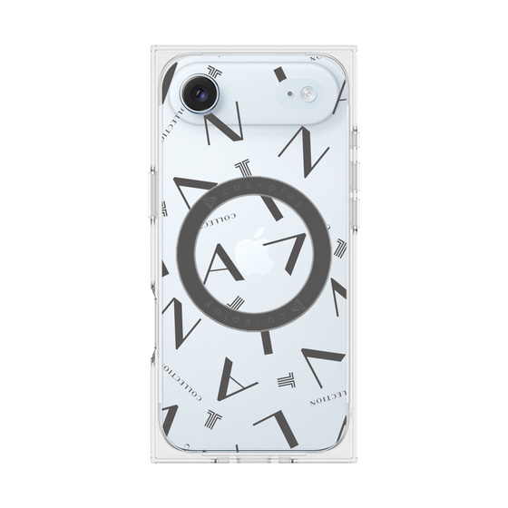 プレミアムスクエアケース with MagSafe［ LANVIN COLLECTION - タイポグラフィ - グレー ］