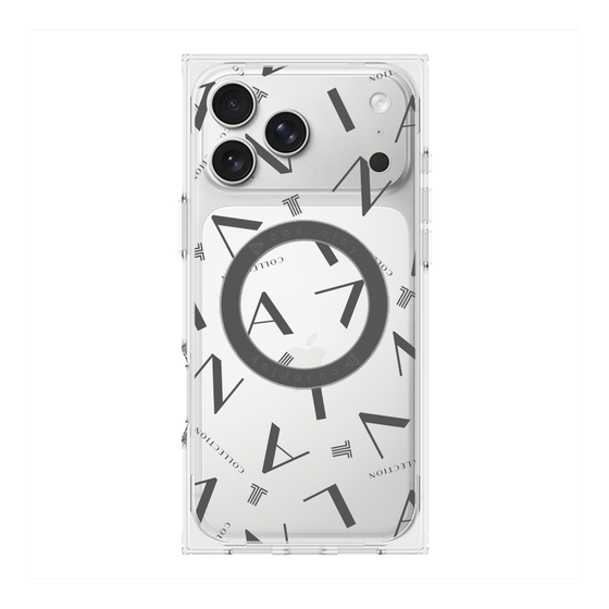 プレミアムスクエアケース with MagSafe［ LANVIN COLLECTION - タイポグラフィ - グレー ］