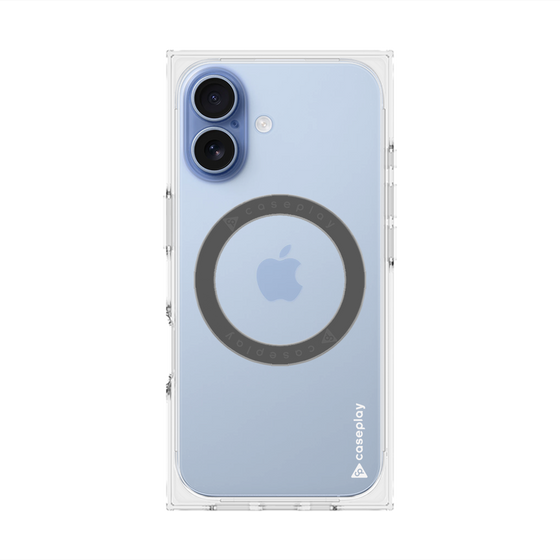 プレミアムスクエアケース with MagSafe［ オリジナル - caseplayロゴ - ホワイト/B ］
