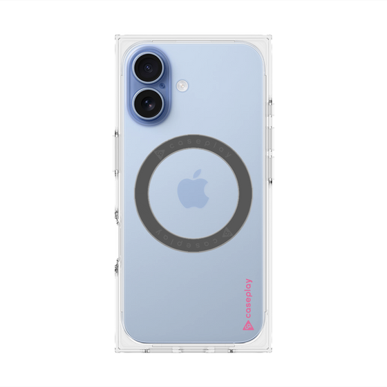 プレミアムスクエアケース with MagSafe［ オリジナル - caseplayロゴ - ピンク/B ］