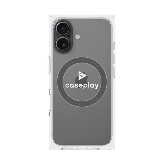 プレミアムスクエアケース with MagSafe［ オリジナル - caseplayロゴ - ホワイト/D ］