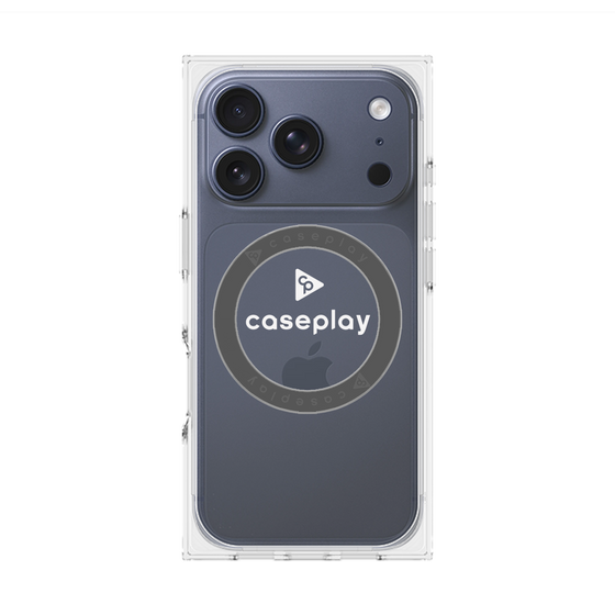 プレミアムスクエアケース with MagSafe［ オリジナル - caseplayロゴ - ホワイト/D ］