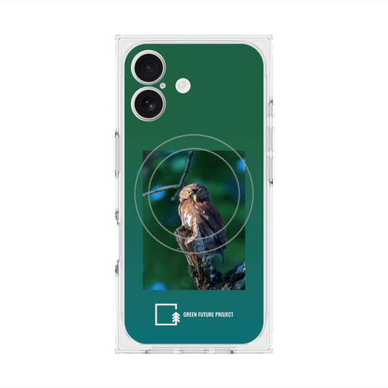プレミアムスクエアケース with MagSafe［ Green Future Project - Ferruginous Pygmy Owl ］