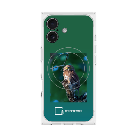 プレミアムスクエアケース with MagSafe［ Green Future Project - Ferruginous Pygmy Owl ］