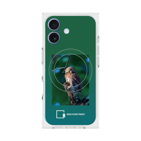 プレミアムスクエアケース with MagSafe［ Green Future Project - Ferruginous Pygmy Owl ］
