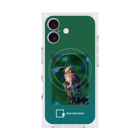 プレミアムスクエアケース with MagSafe［ Green Future Project - Ferruginous Pygmy Owl ］