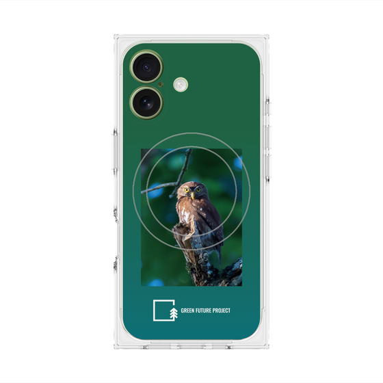 プレミアムスクエアケース with MagSafe［ Green Future Project - Ferruginous Pygmy Owl ］