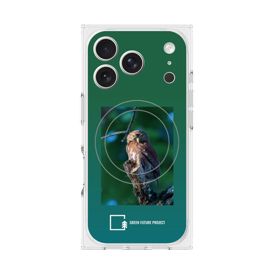 プレミアムスクエアケース with MagSafe［ Green Future Project - Ferruginous Pygmy Owl ］