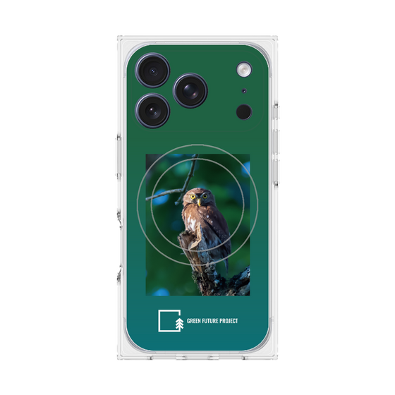 プレミアムスクエアケース with MagSafe［ Green Future Project - Ferruginous Pygmy Owl ］