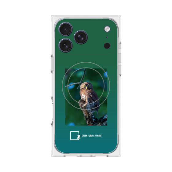 プレミアムスクエアケース with MagSafe［ Green Future Project - Ferruginous Pygmy Owl ］