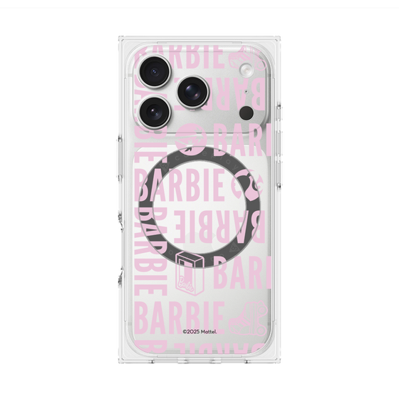 プレミアムスクエアケース with MagSafe［ Barbie - ロゴパターン3 - クリア ］