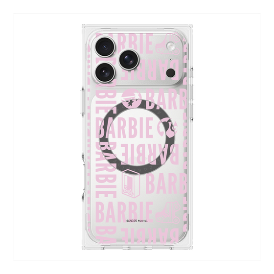 プレミアムスクエアケース with MagSafe［ Barbie - ロゴパターン3 - クリア ］
