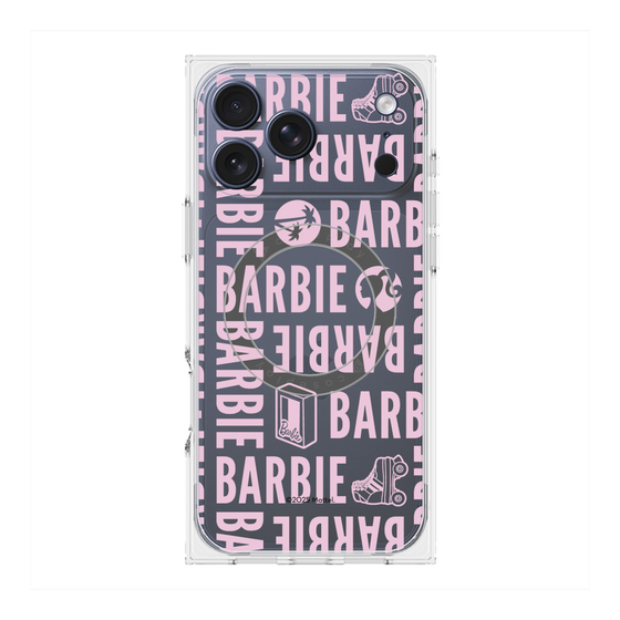 プレミアムスクエアケース with MagSafe［ Barbie - ロゴパターン3 - クリア ］