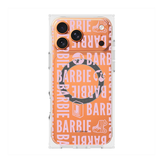 プレミアムスクエアケース with MagSafe［ Barbie - ロゴパターン3 - クリア ］