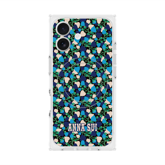 プレミアムスクエアケース with MagSafe［ ANNA SUI - HEARTS VINE - BLUE ］