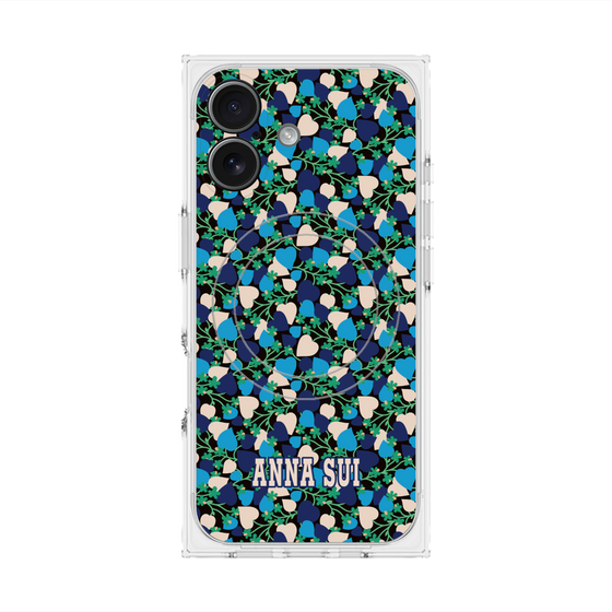 プレミアムスクエアケース with MagSafe［ ANNA SUI - HEARTS VINE - BLUE ］