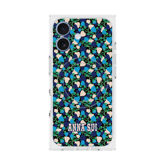 プレミアムスクエアケース with MagSafe［ ANNA SUI - HEARTS VINE - BLUE ］