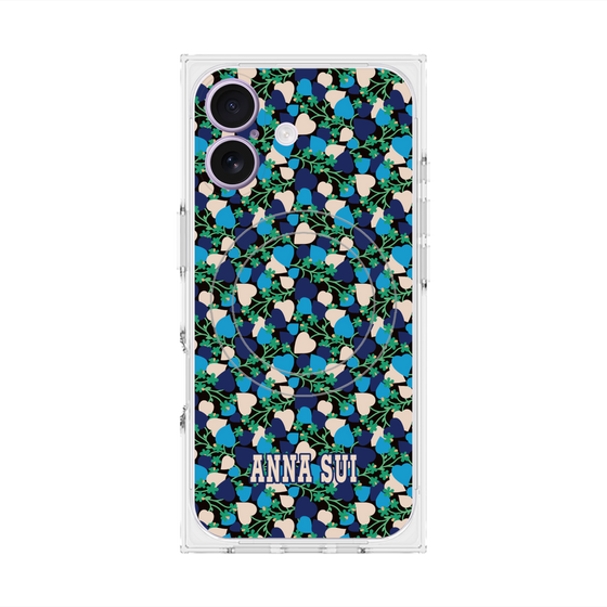 プレミアムスクエアケース with MagSafe［ ANNA SUI - HEARTS VINE - BLUE ］
