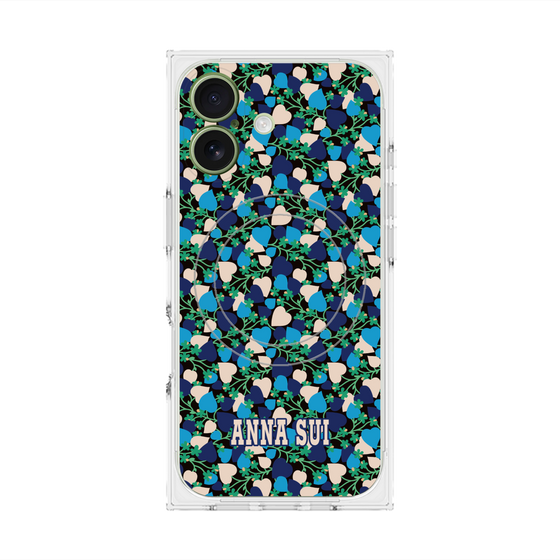 プレミアムスクエアケース with MagSafe［ ANNA SUI - HEARTS VINE - BLUE ］
