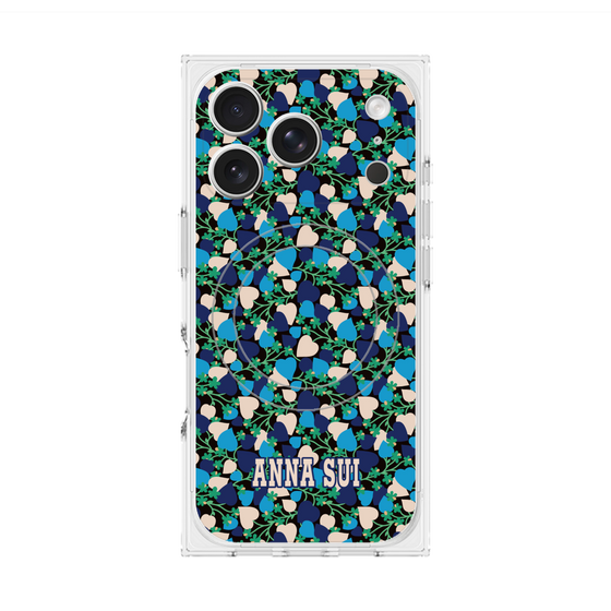 プレミアムスクエアケース with MagSafe［ ANNA SUI - HEARTS VINE - BLUE ］