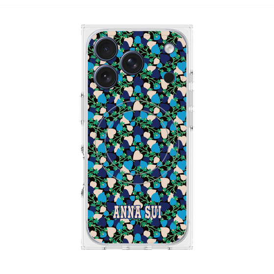 プレミアムスクエアケース with MagSafe［ ANNA SUI - HEARTS VINE - BLUE ］