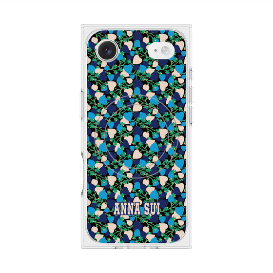 プレミアムスクエアケース with MagSafe［ ANNA SUI - HEARTS VINE - BLUE ］