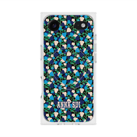 プレミアムスクエアケース with MagSafe［ ANNA SUI - HEARTS VINE - BLUE ］