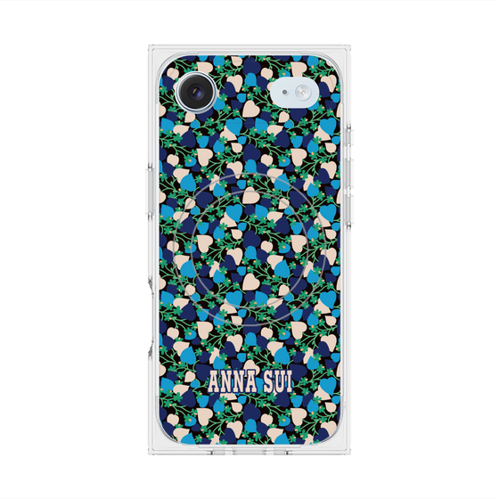 プレミアムスクエアケース with MagSafe［ ANNA SUI - HEARTS VINE - BLUE ］