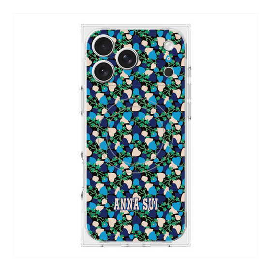 プレミアムスクエアケース with MagSafe［ ANNA SUI - HEARTS VINE - BLUE ］