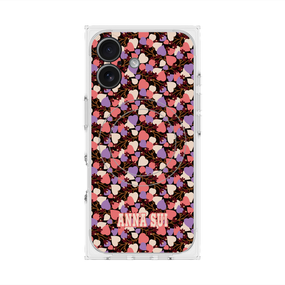 プレミアムスクエアケース with MagSafe［ ANNA SUI - HEARTS VINE - PINK ］