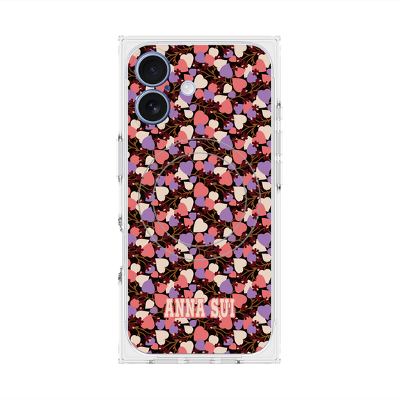 プレミアムスクエアケース with MagSafe［ ANNA SUI - HEARTS VINE - PINK ］