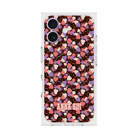 プレミアムスクエアケース with MagSafe［ ANNA SUI - HEARTS VINE - PINK ］