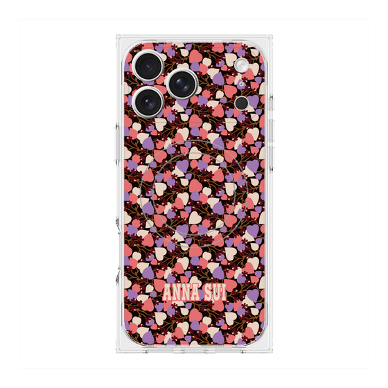 プレミアムスクエアケース with MagSafe［ ANNA SUI - HEARTS VINE - PINK ］