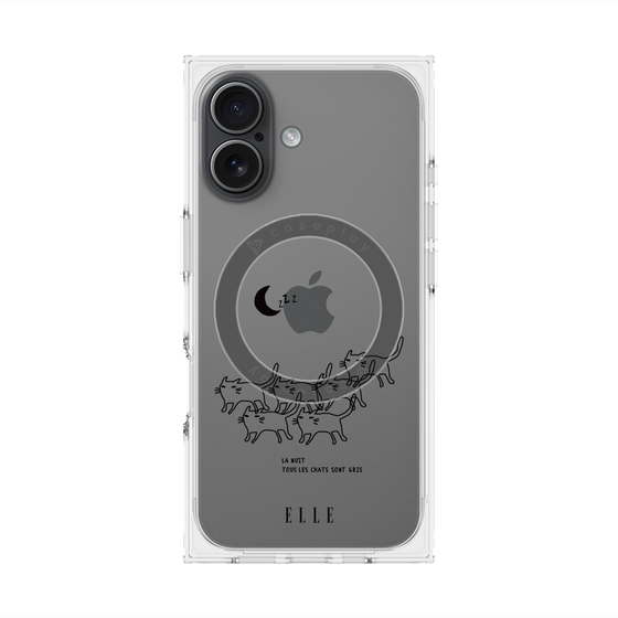 プレミアムスクエアケース with MagSafe［ ELLE - All cats are grey in the dark ］