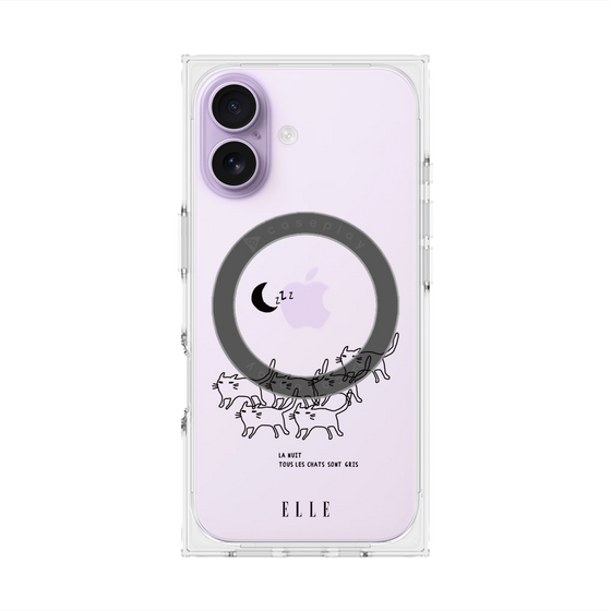 プレミアムスクエアケース with MagSafe［ ELLE - All cats are grey in the dark ］
